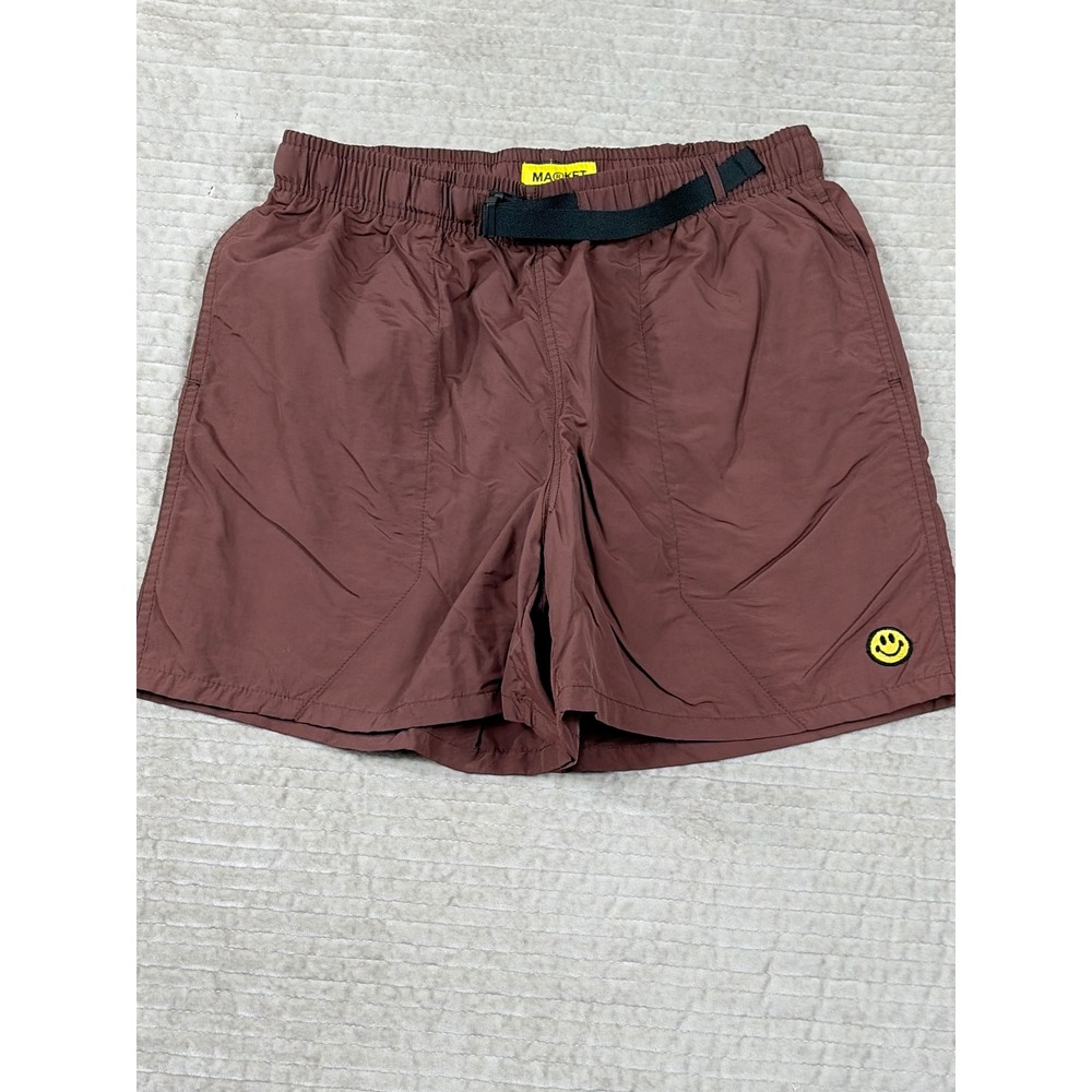 Market Smiley Nylon Climbing Shorts Mens Medium Brown Webbing Belt NWT